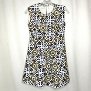 Zara W/B Collection Womens Dress Size Small Geometric Pleated Keyhole Back